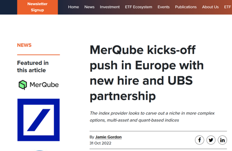 PR for MerQube in ETF Stream
