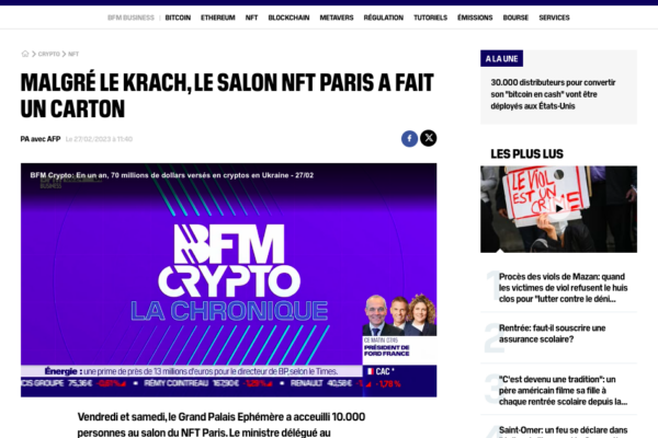 NFT Paris 2023 BFM Crypto