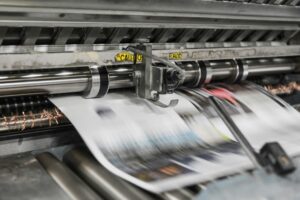 Newspaper, Newsroom, Printing News. Crisis Communication and Press Headlines