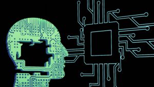 Head and chip. Human intelligence versus machine. Image by Steve A Johnson on Unsplash